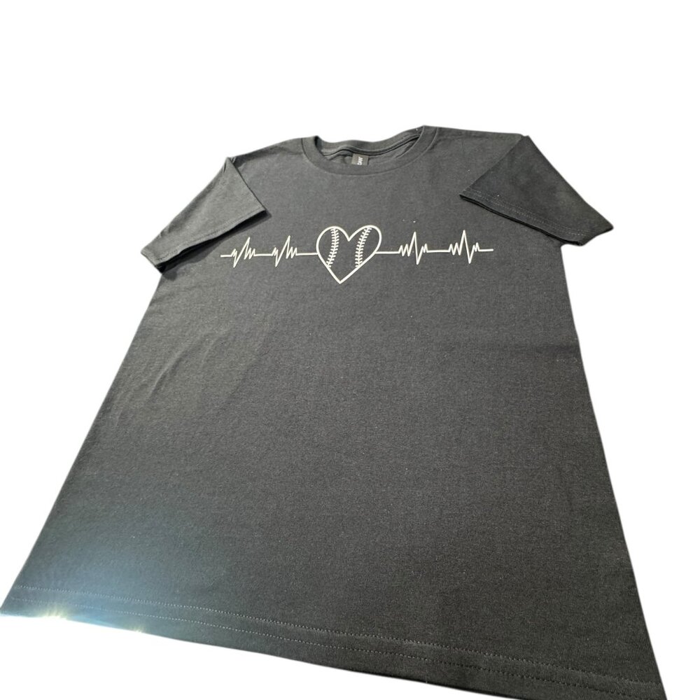 Gildan Baseball Heartbeat Graphic T-Shirt, Dark Gray,  Cotton, Unisex